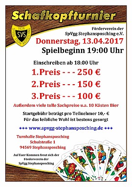 Banner Schafkopfturnier 2017