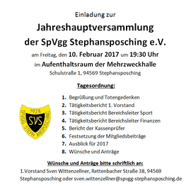 Banner Jahreshauptversammlung 2017