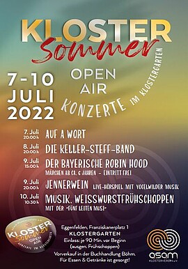 Banner "JENNERWEIN" Live-Hörspiel mit vogelwilder Musik Klostersommer 2022 OpenAir